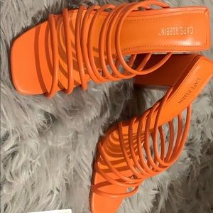 Orange Heeled Mule